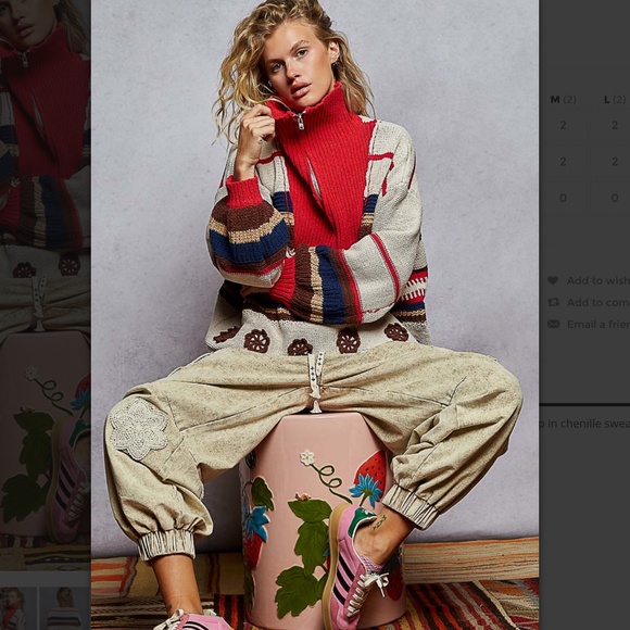 POL “ Laynee 3 “ POL Chenille Sweater with Outseam Edge and Patch Detail 42 - Picture 4 of 6